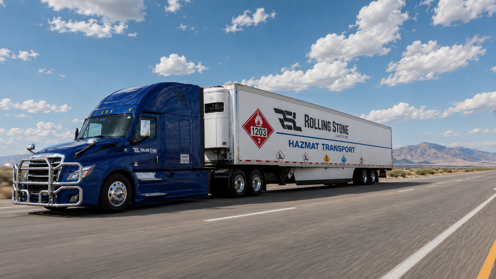 Rolling Stone Lines hazmat tractor